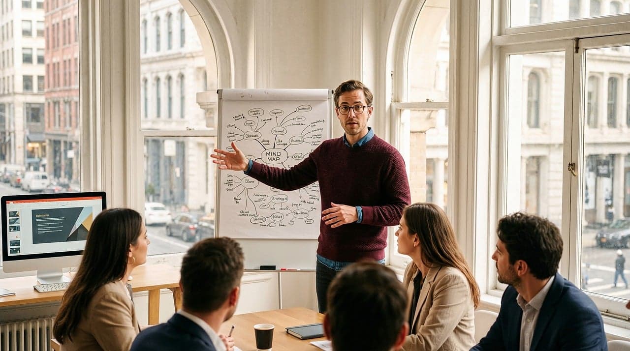 Selbstständige Berater der Gruppe besprechen gemeinsam eine Finanzierung